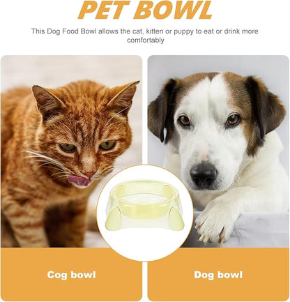 HEMOTON Pet Dog Bowl Large Yellow Crystal Food Container Puppy Feeding Dish Cage Feeder for Indoor Use