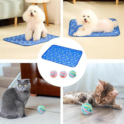 Puppy Pads with Pheromones, Reusable Pet Training Pads, Washable Dog Pee Pads for Home and Travel, Includes 1 Bone-Shaped Pad and 3 Bell Balls (50x30 cm)