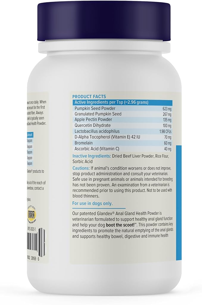 Vetnique Glandex for Dogs Anal Glands Supplement Powder Digestive Health with Fiber, Pumpkin, Digestive Enzymes & Dog Probiotics - Boot the Scoot (2.5oz Powder, Beef Liver)