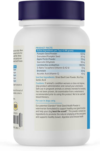 Vetnique Glandex for Dogs Anal Glands Supplement Powder Digestive Health with Fiber, Pumpkin, Digestive Enzymes & Dog Probiotics - Boot the Scoot (2.5oz Powder, Beef Liver)