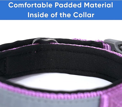 Pawtitas Lumberjack Padded Martingale Collar for Dogs | Soft Neoprene Dog Collar for Your pet's Comfort Made with Reflective Band for Maximum Visibility | Fits Small and Large Pets - Medium Orchid