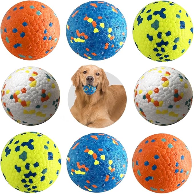 Mankoda Dog Balls, 8Pcs Tennis Ball Toys for Aggressive Chewers, Durable Teething Chew Dog Toys, Diameter 3'' Water Toy Fetch Balls, Interactive Dog Balls for Large and Medium Dogs (8 Balls)