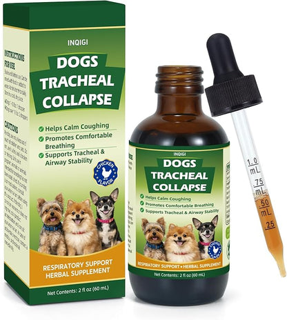 Dogs Tracheal Collapse Relief, Collapsed Trachea Treatment for Dogs, Helps Reduce Dry Cough & Support Easy Breathing, Natural Trachea Supplement, Chicken Flavor - 2 fl oz