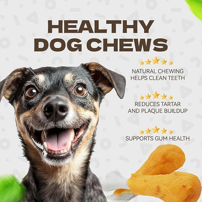 Dog Treats, Chicken Wrapped Calcium Bones Rawhide-Free Grain-Free Dog Training Treats Teeth Cleaning Chews Long-Lasting Snacks for Medium and Large Breed 10.58oz