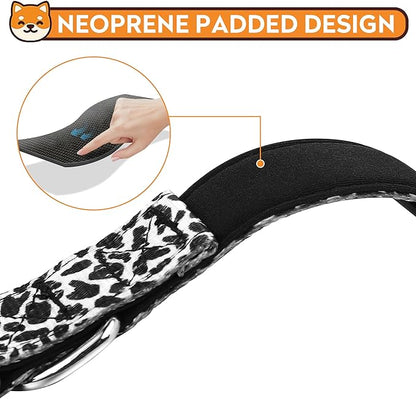 Reflective Dog Collar, Adjustable Soft Neoprene Padded Nylon Pet Collars with Buckle for Puppy and Small Dogs, Cats, Black White Cow,M