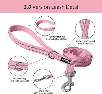 AIITLE No Pull Dog Harness and Leash Set, Step in Adjustable Dog Harness with Padded Vest for All Weather, Dog Leash with Soft Padded Handle, Easy to Put on Small and Medium Dogs Pure Pink S