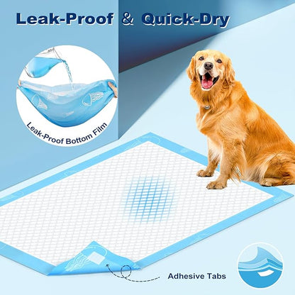 MIZOK Dog Pee Pads 28x44in Dog Pads XXL Super Absorbent Up to 12 Cups Marine Scented Odor-Control Pee Pads with Jellyfish Pattern, Quick Dry & Leak-Proof (100 Counts)