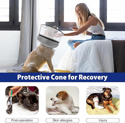 BARKLESS Inflatable Dog Cone, Soft Dog Donut Collar After Surgery, 2-in-1 Inflatable Collar with Detachable Anti-Licking Shield, Patented Donut Cone to Stop Licking Wounds