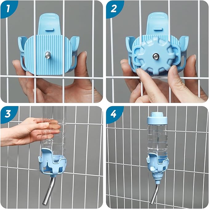 Vannon Dog Water Dispenser for Cage, 20oz Auto Feeding Crate Water Bottle for Dogs, Cats & Rabbits, Pet Nozzle Diameter: 12mm, BPA Free, Blue