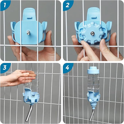 Vannon Dog Water Dispenser for Cage, 20oz Auto Feeding Crate Water Bottle for Dogs, Cats & Rabbits, Pet Nozzle Diameter: 12mm, BPA Free, Blue