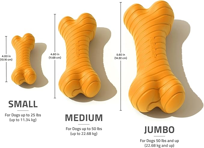 Playology Dog Toys | Dual Layer Bone Durable Chew Toy Bone for Dogs | Medium Cheddar Cheese Scented Toy - Easy to Clean and Made from Non Toxic Materials