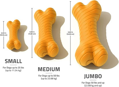 Playology Dog Toys | Dual Layer Bone Durable Chew Toy Bone for Dogs | Medium Cheddar Cheese Scented Toy - Easy to Clean and Made from Non Toxic Materials