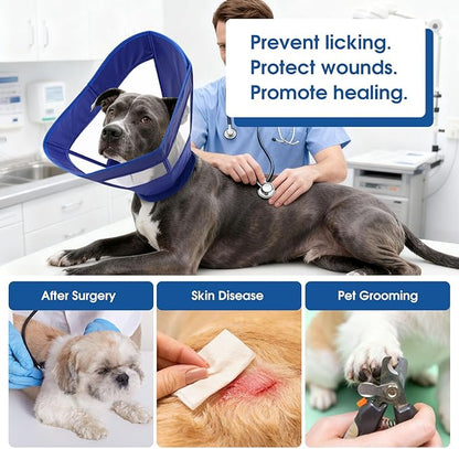 Dog Cone Collar Soft Adjustable Cone for Dogs to Stop Licking Dog Recovery E-Collar for Small Medium Large Dogs After Surgery Alternative(Blue, XL)
