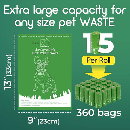 ATIFBOP Biodegradable Dog Poop Bags 360 Counts, Leak Proof and Extra Thick Doggy Poop Bags (Unscented)