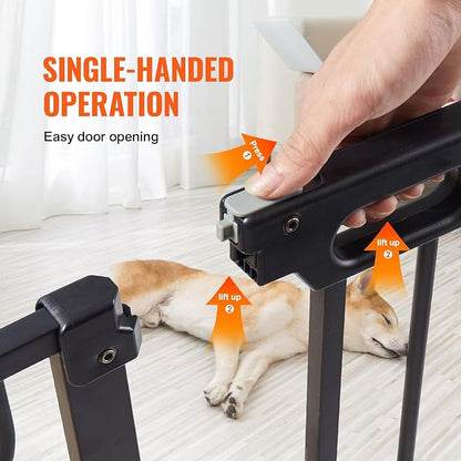 VEVOR 29.5-55.8" Extra Wide Safety Gate for Stairs, Auto Close Dog Gate for The House, Easy Install Pressure Mounted Pet Gates for Doorways, Easy Walk Thru Wide Safety Gate for Dog, Black