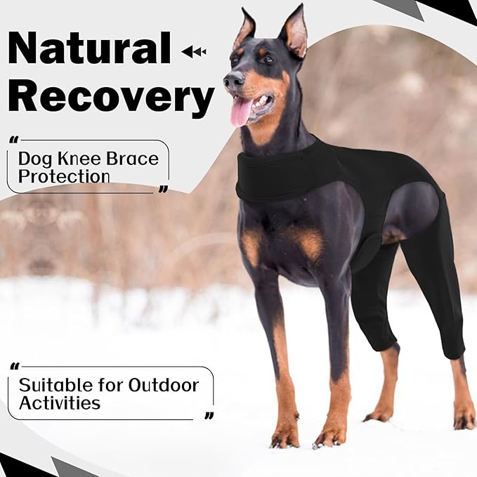 ROZKITCH Dog Surgery Recovery Sleeve for Rear Right Left Leg, Adjustable Pet Prevent Licking Wound Elbow Protector, Dog CCL Surgery Recovery for Sprain ACL Arthritis Joint Care Black 2XL
