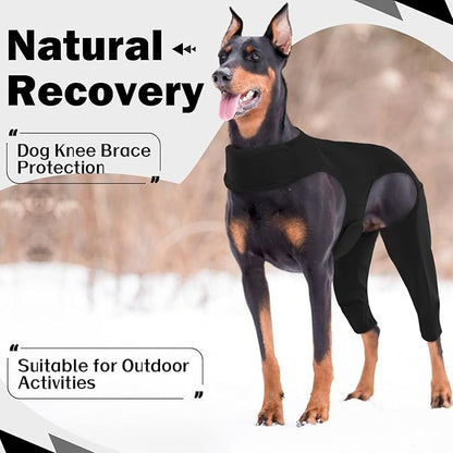 ROZKITCH Dog Surgery Recovery Sleeve for Rear Right Left Leg, Adjustable Pet Prevent Licking Wound Elbow Protector, Dog CCL Surgery Recovery for Sprain ACL Arthritis Joint Care Black 2XL