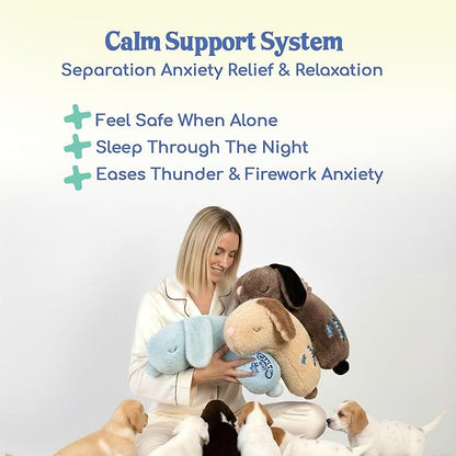 Race&Herd CuddleBun Heartbeat Puppy Toy Sleep Aid - Heartbeat Dog Toy, Dog Heartbeat Toy for Puppy Must Haves for Separation Pet Anxiety Relief Puppy Calming Aid, Dog Toys Behavioral Training (Beige)