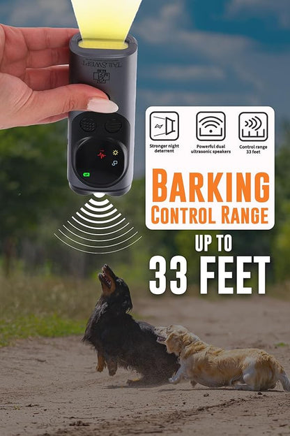 Dog Bark Deterrent Devices – 3-in-1 Ultrasonic Anti Barking Device for Dogs with Clicker & Whistle | Dual Frequency True Ultrasonic Dog Bark Deterrent (50FT) | Rechargeable, Humane Training