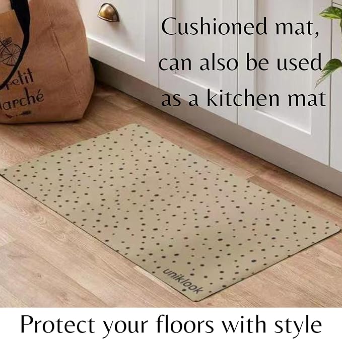 Large Pet Placemat, Dog Cat Mat Dog Feeding mat Pet Safe 28" X 16.5" Waterproof Easy to Clean Mat for Food & Water Bowls Waterproof Boho Uniklook (Cheetah)