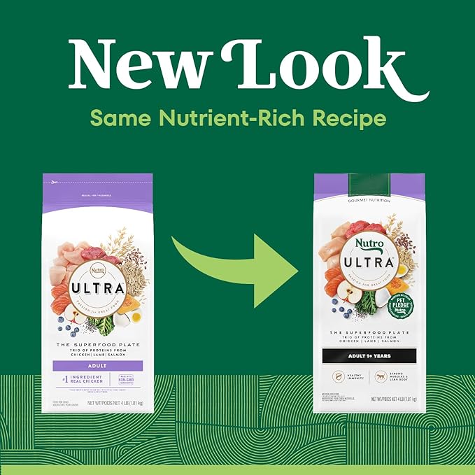 Nutro Ultra Dry Dog Food for Adult Dogs with a Trio of Proteins from Chicken, Lamb and Salmon, 4 lb. Bag