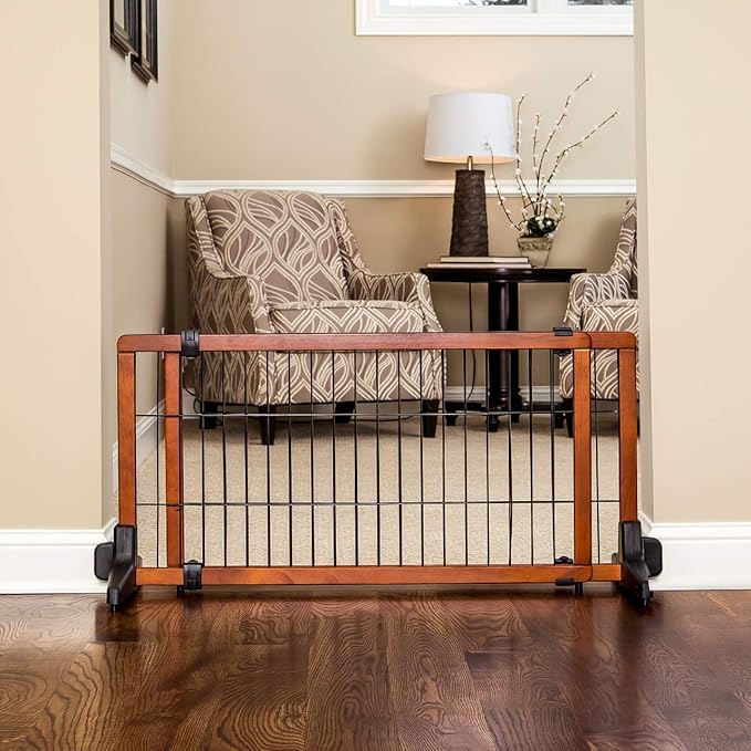 Carlson 41"-70" Super Wide Dog Gate, Premium Wooden Adjustable Freestanding Pet Gate for Doorways & Hallways