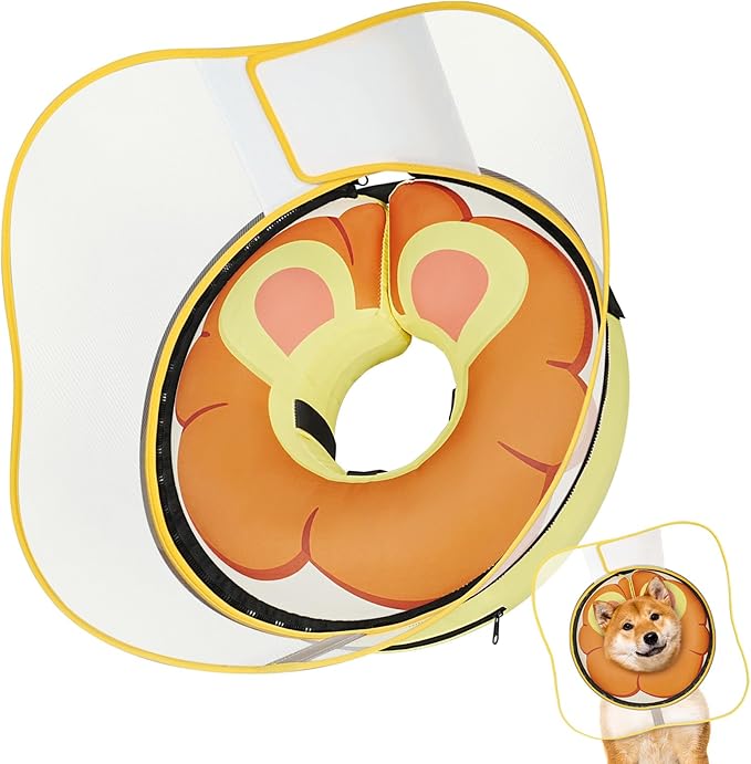 Supet Raised Inflatable Dog Cone Collar to Stop Licking, Funny Soft Pet Cone Alternative for Small Medium Large Dogs, Dog Donut Collar After Surgery