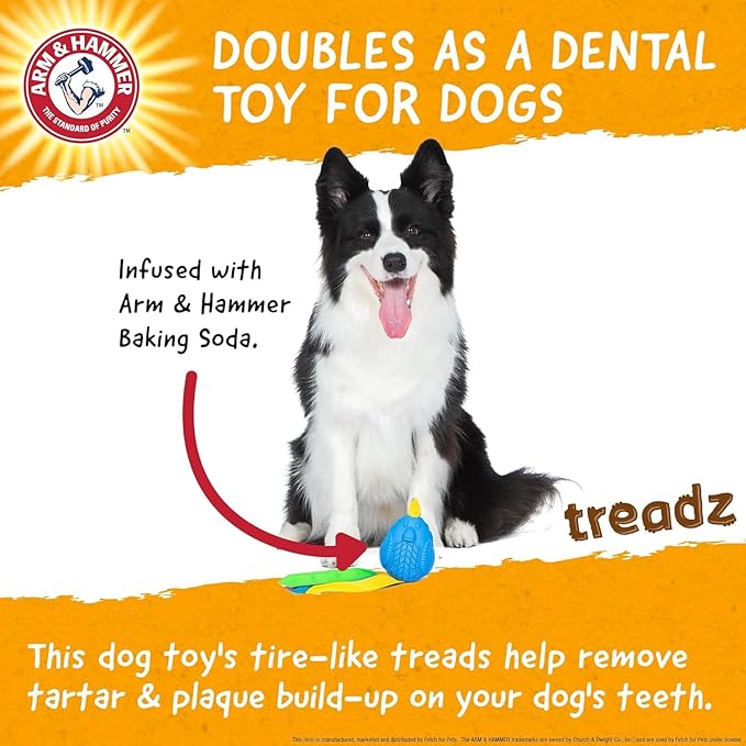 Arm & Hammer for Pets Super Treadz Large Rooster Dental Chew Toy for Dogs- Dog Dental Toys Help Reduce Plaque & Tartar Buildup Without Brushing - Safe for Dogs up to 35 Lbs - 2 Pack