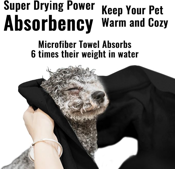 Puomue Microfiber Dog Towels for Drying Dogs, Super Absorbent and Soft Pet Towel, 40 Inch X 23.6 Inch, Perfect Dog Shower & Bath Supplies for Large, Medium or Small Dogs, Black