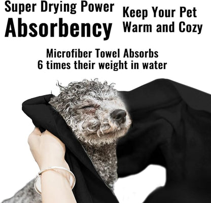 Puomue Microfiber Dog Towels for Drying Dogs, Super Absorbent and Soft Pet Towel, 40 Inch X 23.6 Inch, Perfect Dog Shower & Bath Supplies for Large, Medium or Small Dogs, Black