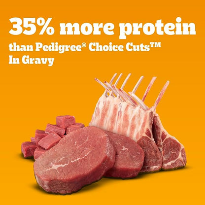 Pedigree High Protein Wet Dog Food, Adult Soft Canned Dog Food, Beef & Lamb Flavor, 13.2 oz Cans, 12 Count