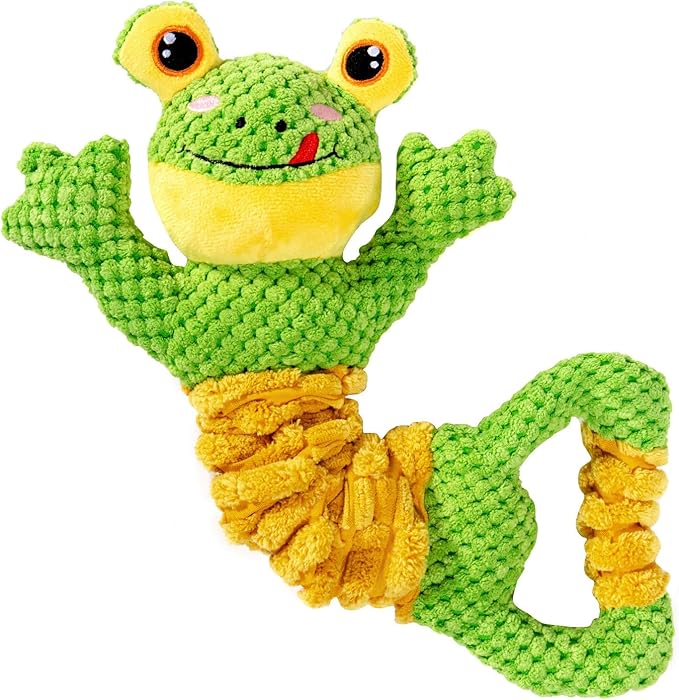 Sedioso Dog Tug Toy, Durable Dog Toys Large Breed, Tug of War Dog Squeaky Toy, Stuffed Plush Dog Toys with Crinkle Paper for Small, Middle, and Big Dogs(Tug of War Series, Frog)