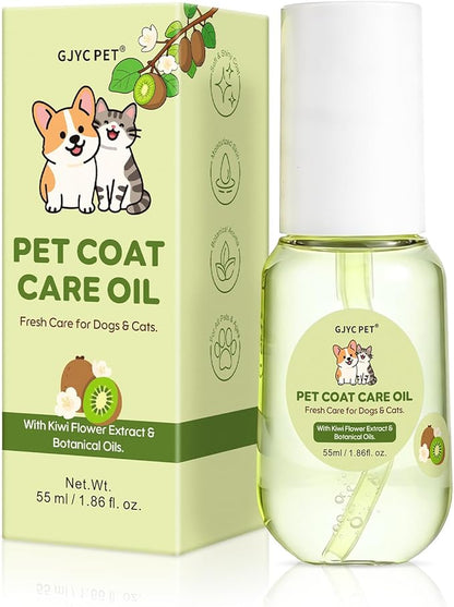 Pet Coat Care Oil, Kiwi Seed & Olive Infusion | Structural Strengthening Serum Minimizes Breakage & Static; Nutrient-Rich Fiber Fortification, Brittle Hair Restoration, Dogs Cats, 1.69 fl. oz
