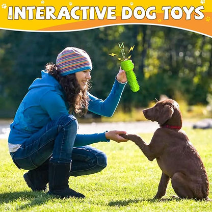 Pamlulu Christmas Dog Gifts, Dog Toys for Small Dogs Dog Toothbrush for Teething Cleaning, Rubber Squeaky Toys for Puppy
