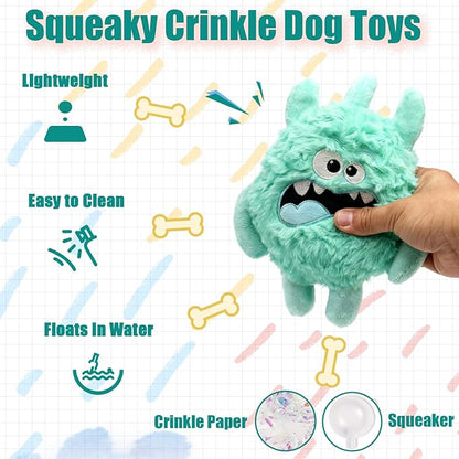 Plush Squeaky Dog Toy, Crinkle Stuffed Dog Toy Keep Them Busy Tug of War Birthday Dog Chew Toy for Small Medium Large Dogs (Light Green)