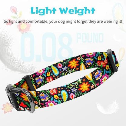 Kazazoo Dog Collar Cute and Soft Nylon Puppy Collar for Boy and Girl, Adjustable Dog Collars for Small Medium Dogs, Tropical-M