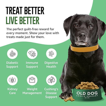 Old Dog Cookie Company Tiny Diabetic Dog Treats | All Natural, 2 Calorie, Vet Approved Pet Snacks | Top Treat for Dogs | Healthy Chews for Large, Medium & Small Breeds | 8 oz