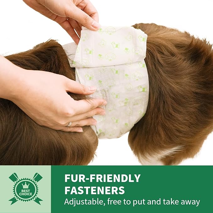 IMMCUTE Dog Diapers Male 100 Ct, XSmall, Male Dog Diapers Disposable with Wetness Indicator, Adjustable Male Dog Wraps
