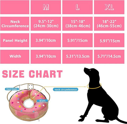 Inflatable Dog Cone Collar Soft Dog Cone Alternative After Surgery to Stop Licking for Large Medium Dogs Recovery Donut Cone Adjustable Neck Collar with Enhanced Anti-Licking Guard Shield,Donut Pink,M