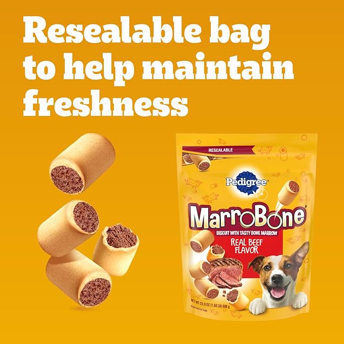 Pedigree Dry Dog Treats MarroBone, Real Beef Flavor, Bone Marrow Dog Treats, 6 lb. Bag (Pack of 1)