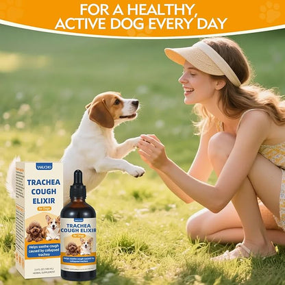 Yakucho Trachea Cough Elixir, 3.4 FL OZ Collapsed Trachea Treatment for Dogs Liquid, Herbal Cough Relief Drops with Skullcap, Helps Calm Dry Cough, Soothe Throat Irritation & Support Easier Breathing