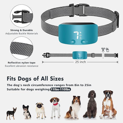 NBJU Bark Collar for Dogs,Rechargeable Anti Barking Training Collar with 7 Adjustable Sensitivity and Intensity Beep Vibration for Small Medium Large Dogs (Teal Blue)