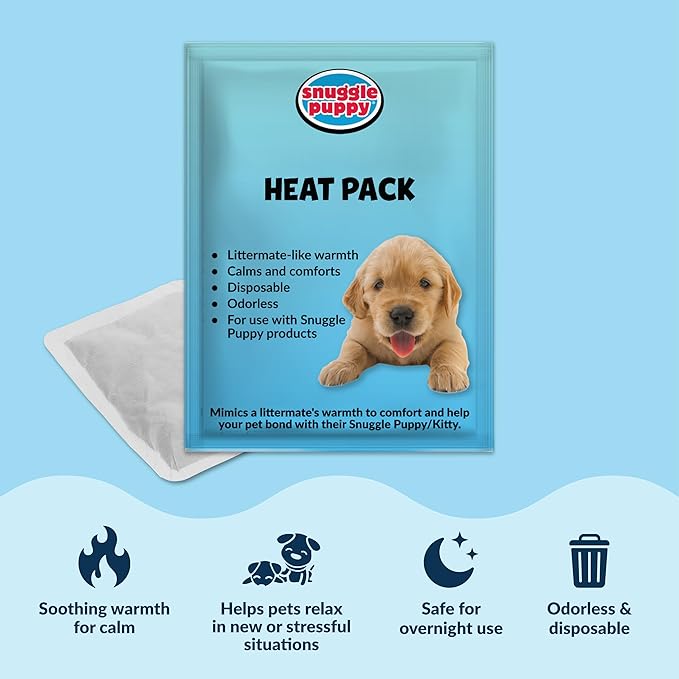 Snuggle Puppy Heartbeat Dog Toy for Puppies, Real-Feel Heartbeat, Calming Sleep Aid and Crate Training Comfort Toy with Heat Pack, Black Plush Design