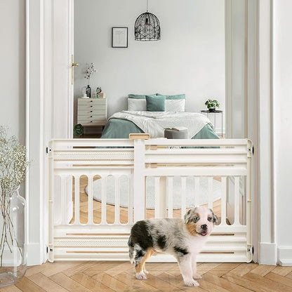 IRIS USA 24"-39" Dog Gate, Adjustable Indoor Pet Barrier, Pet Gate for Puppy, Small Dog, Cat, Easy Twist-to-Lock for Doorways & Stairs, Portable, Expandable, 25" Tall, 2-Pack, White