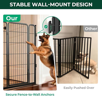 FXW Dog Gate Extra Wide Designed for Indoor Use, Adjustable Width Up to 111-inch Wide (45" H 4 Wire Panels for Large Dogs), Black