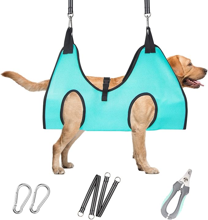 ATESON Dog Grooming Hammock - Upgrade Pet Grooming Harness for Nail Trimming (XL 80lb), Dog Sling for Nail Clipping, Dog Hanging Holder Hanger for Cutting Nail with Nail Clippers