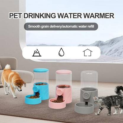 Pet Food Dispenser,Pet Water Dispenser,Automatic Pet Feeder,Rabbit Food Bowl,Water Dispenser Set for Bunny Kitten Guinea Pig Ferret Small Dog Grey 2