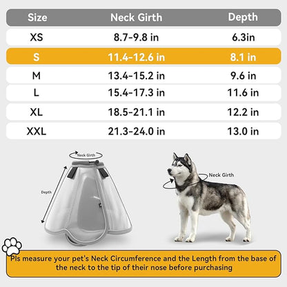Upgraded Dog Cone Collar for Large Medium Dogs, Soft Dog Cone with Double-Layer Design, Adjustable Pet Recovery Collar for Dogs After Surgery, Elizabethan Collar (S, Grey)