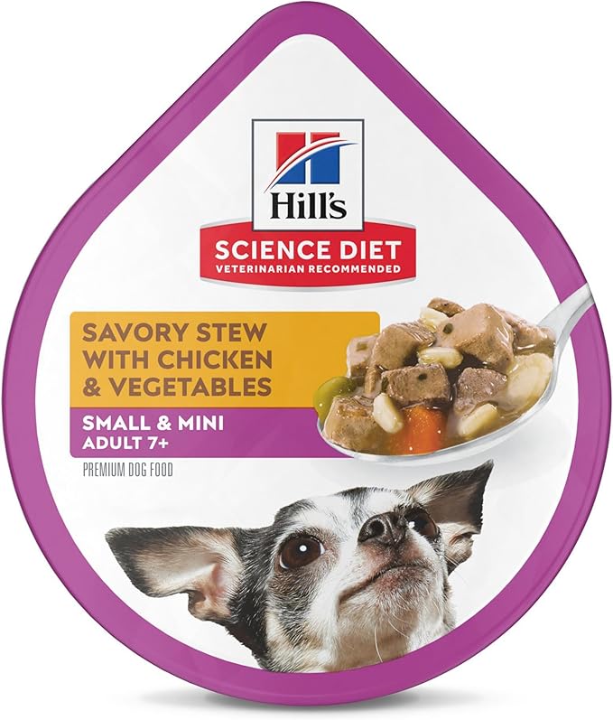 Hill's Science Diet Adult 7+ Small & Mini Wet Dog Food, Chicken & Vegetables, 3.5 oz. Trays, 12-Pack