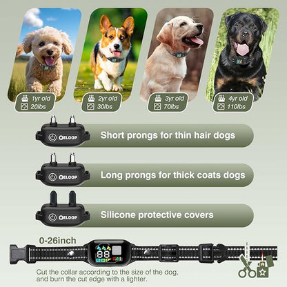 2-in-1 AI Anti-misoperation Smart Dog Bark Collar, Dog Training Collar with 3300FT Remote, IPX7 Waterproof Automatic Anti-Barking Device for 1 Dog with Beep, Vibration, Safe Shock Modes